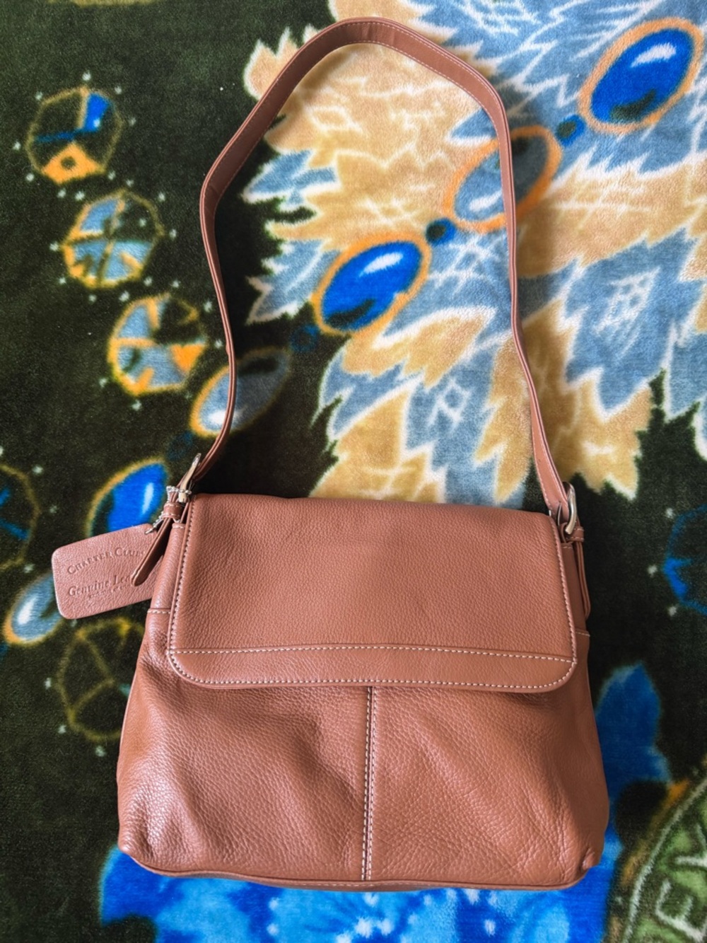 Charter Club Pebbled Leather Flap Crossbody in Tan - Picture 5 of 15